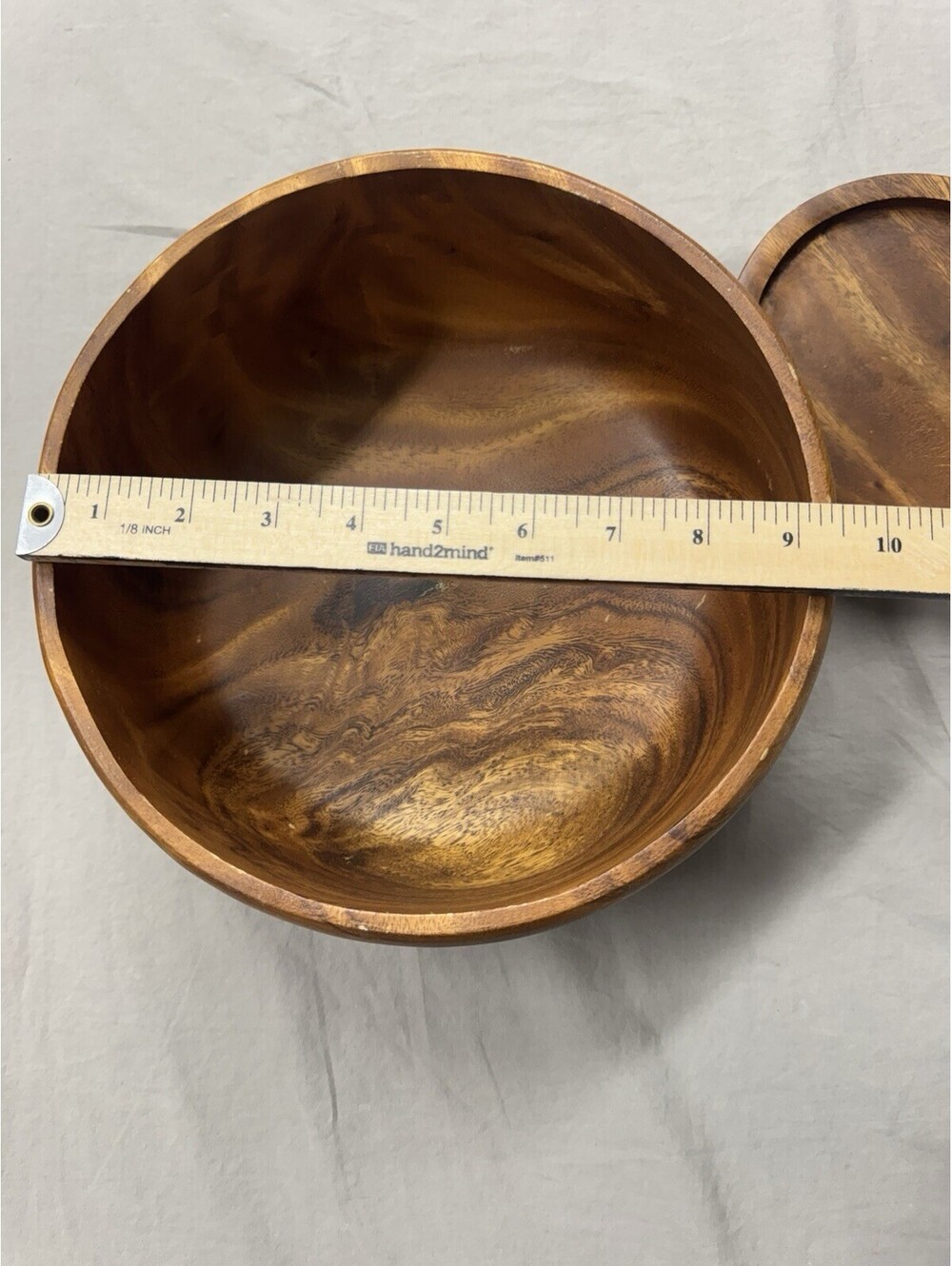 Vintage Monkey Pod Philippines Bowl, Stand And Ladle - Picture 5 of 10